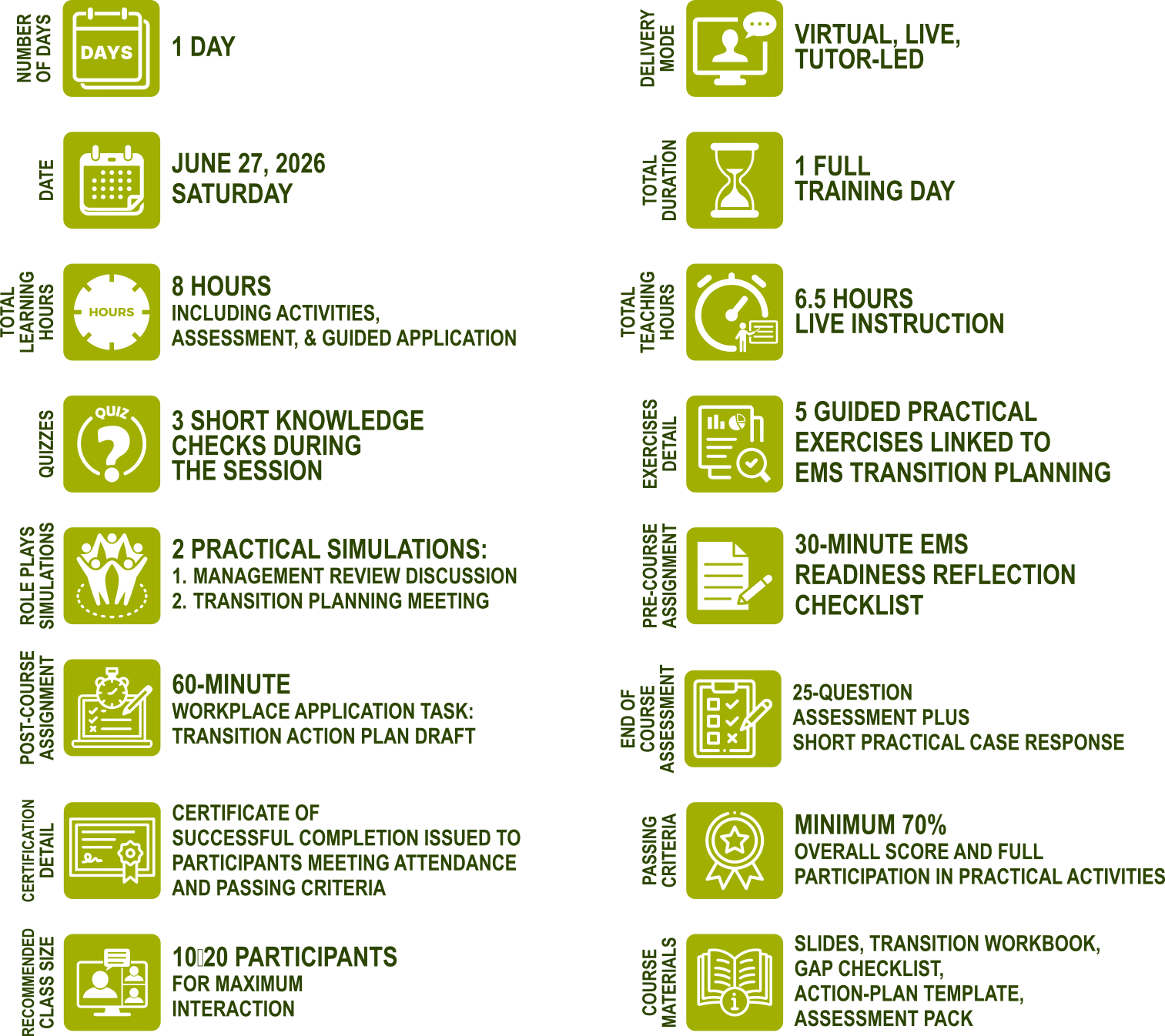 Program details visual for ISO 14001:2026 transition course